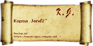Kopsa Jenő névjegykártya