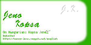 jeno kopsa business card